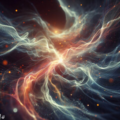 Wall Mural - Abstract Wave Energy Background abstract fractal light silk elegant field with particles and turbulence lines waving smoothly