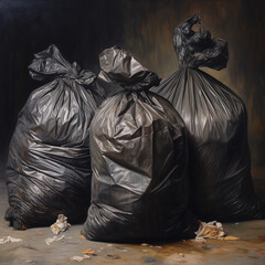 Sticker - Garbage bags on dark background.