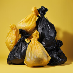 Sticker - Garbage bags on yellow background.