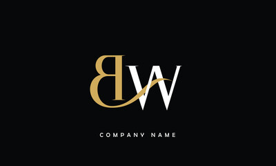 Naklejka na meble BW, WB, B, W Abstract Letters Logo Monogram