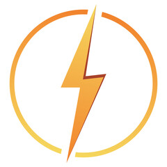 Wall Mural - lightning bolt golden icon. electrical energy, flash, power logo. vector illustration in transparent background.