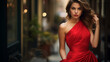 © Виталий Зубченко - A photo highlights a stylish woman in a classic red dress, exuding confidence and grace. Emphasizing the timeless elegance of the dress, the image showcases her self-assured beauty.