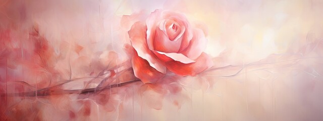 Wall Mural - Abstract rose painting background with copy space. Valentin's day. Love concept