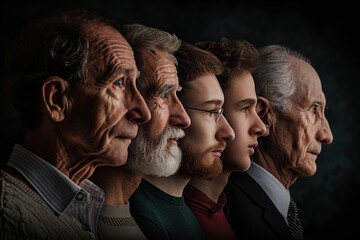 Wall Mural - Portrait of family males at various ages.