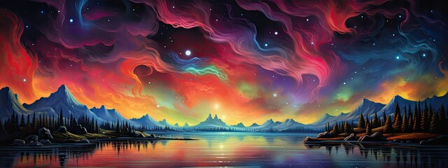 Wall Mural - colorful night sky background