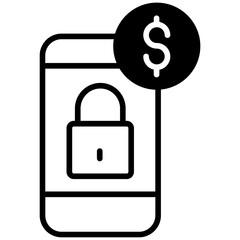 Sticker - Dollar Mobile Security solid glyph icon