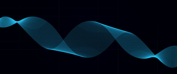 Wall Mural - Abstract background with glowing wave. Blue gradient flowing wave lines. Modern wave lines.