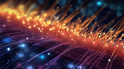 Wall Mural - abstract digital data background with particles and digital data network connections concept.