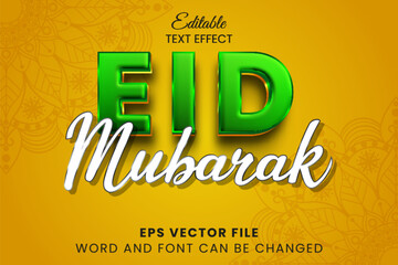 Wall Mural - Eid mubarak 3d editable vector text effect. Islamic mubarak text style