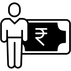 Sticker - Rupees Salary solid glyph icon