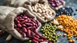 Culinary Canvas of Beans: Unveil the culinary artistry of various beans, each a protein-rich gem, featuring chickpeas, lentils, black beans, kidney beans, and pinto beans in a diverse and nutritious s