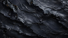 The Dark Texture Of The Stone, Raw Black Obsidian, Hardened Volcanic Lava Glass, Natural Patterns And Shapes On The Stone Section.