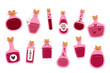 © Diana - Love potions collection. Different-shaped glass jars with elixirs. Alchemy elements set. Vintage flask and bottle bundle isolated on white. Valentine's day related hand drawn flat vector illustration