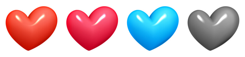 Sticker - Colorful 3d realistic heart symbols on white. Happy Valentine's day clip art for banner or letter template.