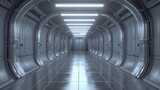 Fototapeta Do przedpokoju - Sci fi interior corridor minimalistic