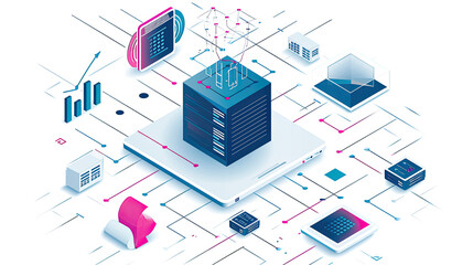 Data Pinnacle: Technology Icon on a Blank Canvas. Generative AI