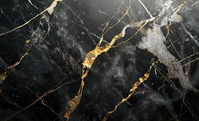 Wall Mural - ns, Carrara marble , black and white with gold vei