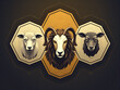 Three Hexagon grids and sheep heads inside. Illustrative sheep logo design