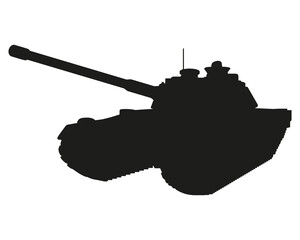Wall Mural - Main battle tank black silhouette. Armored fighting vehicle. Special military transport. PNG Illustration.