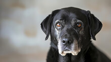 Portrait Of A Senior Labrador Retriever With Wise Eyes, Against A Soft, Muted Background