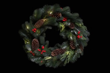 Canvas Print - Outdoor Christmas wreaths with lights 