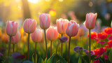 Fototapeta Tulipany - Beautiful floral background, ai generative
