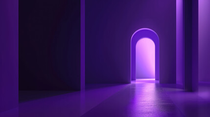 Sticker - An open door in a mysterious otherworldly structure with purple light.