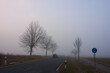 Landstraße mit Nebel,  Verkehrssicherheit, Autofahrer, eingeschränkte Sicht