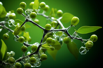 Wall Mural - Photographing the arrangement of atoms in a carbon dioxide molecule, emphasizing its role in photosynthesis and respiration. Metamorphosis, life, happiness