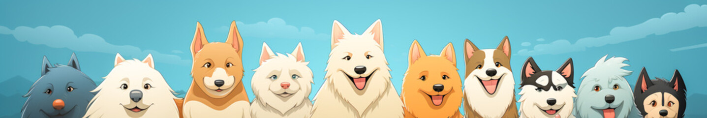 Sticker - A Group Portrait of Adorable Dogs. An Illustration of Beautiful Canine Diversity