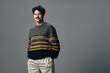 © SHOTPRIME STUDIO - Fashion man hipster portrait modern person handsome smile sweater copyspace hair face trendy adult