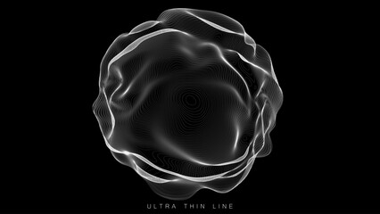 Wall Mural - ultra thin line fluid geometry. dynamic vector distorted spheres.