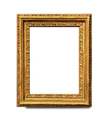 Wall Mural - An exquisite antique golden frame, crafted from aged wood