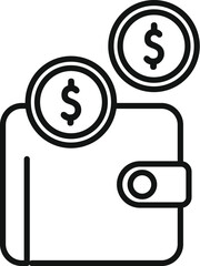 Wall Mural - Money wallet support icon outline vector. Help finance online. Grant subsidy