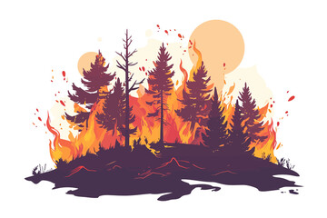 forest on fire isolated vector style