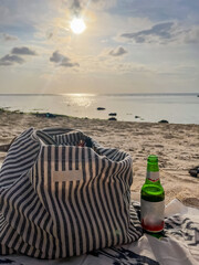 bottle of beer on the beach