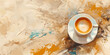 Abstract coffee background in light colors, acrylic drawing, copy space