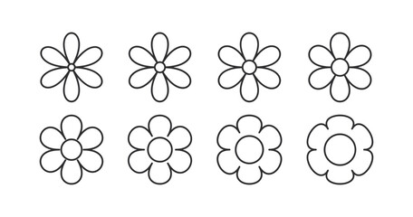 Wall Mural - vector set Flower icon. Black color flower shape icon collection. Stock vector.