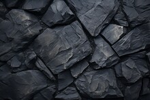 Black Slate Stone Wall Texture Background.