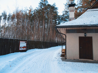 Wall Mural - wooden house in winter