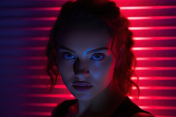 Sticker - Female model with neon light on face