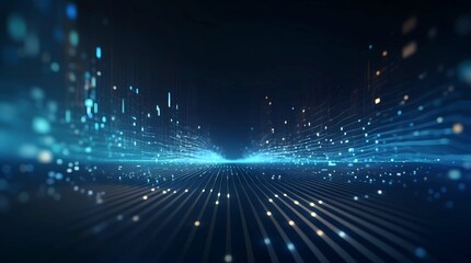 3d render of abstract technology background with digital binary code, big data concept, Generative AI illustrations.