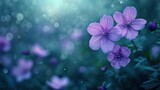 Fototapeta Kwiaty - purple flowers in the green environment, in the style of felicia simion, cherry blossoms, range murata - generative ai