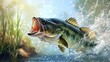 bass fish catcing the fishing lure