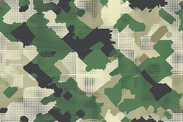 Wall Mural - Illustration of green camouflage pattern background