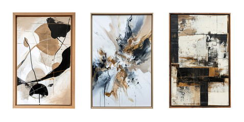 Wall Mural - Contemporary abstract art paintings in frames over isolated transparent background