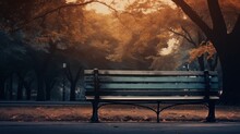 An Abstract Representation Of Solitude An Empty Bench In A Park  AI Generated Illustration