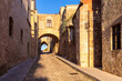 Old medieval street in the historical part of Rhodes.
