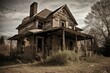 Dilapidated abandoned house. Generative AI