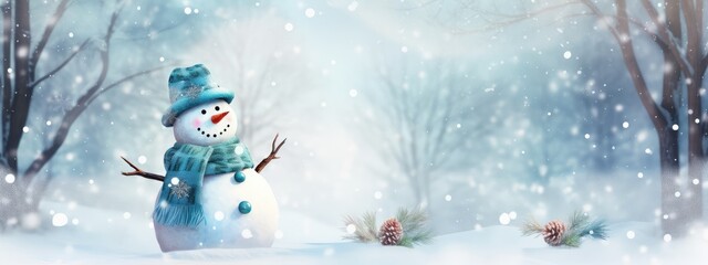  Charming Handmade Snowman Dressed in a Hat and Scarf Enjoying a Snowy Winter Day
